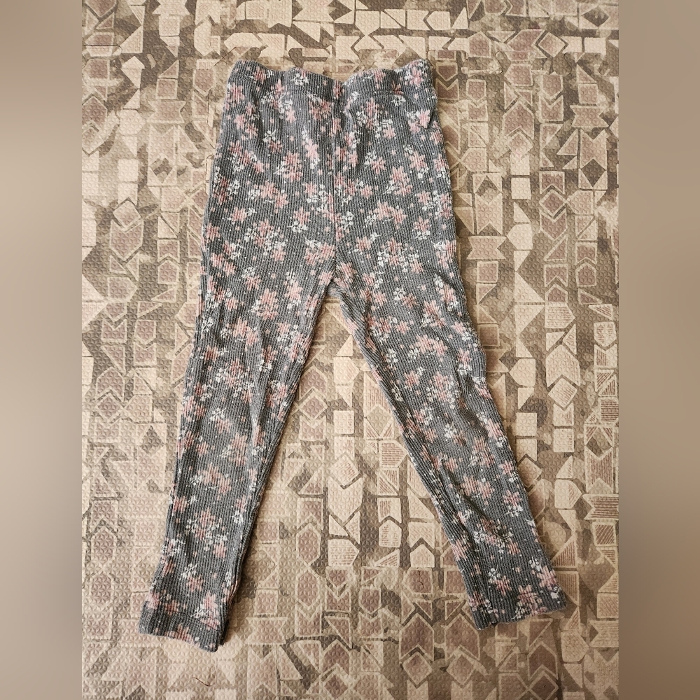 24M Girl's Gray Floral Leggings